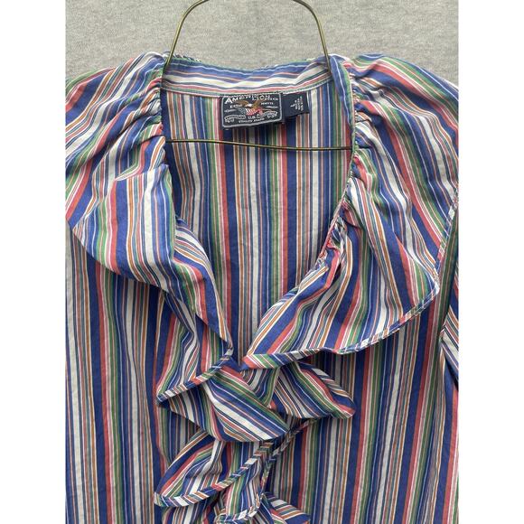 Vintage American Living Women's ruffled cotton blouse Size Large - Picture 6 of 11
